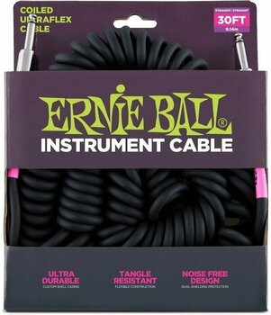 Hangszerkábel Ernie Ball P06044 Fekete 9 m Egyenes - Egyenes - 1