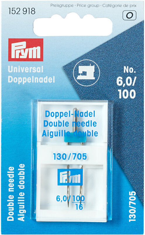 Needles for Sewing Machines PRYM 130/705 No. 6,0/100 Double Sewing Needle