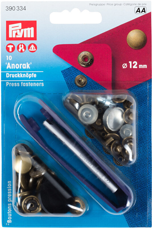 Sujetadores a presión PRYM Sujetadores a presión Anorak Antique Brass 12 mm