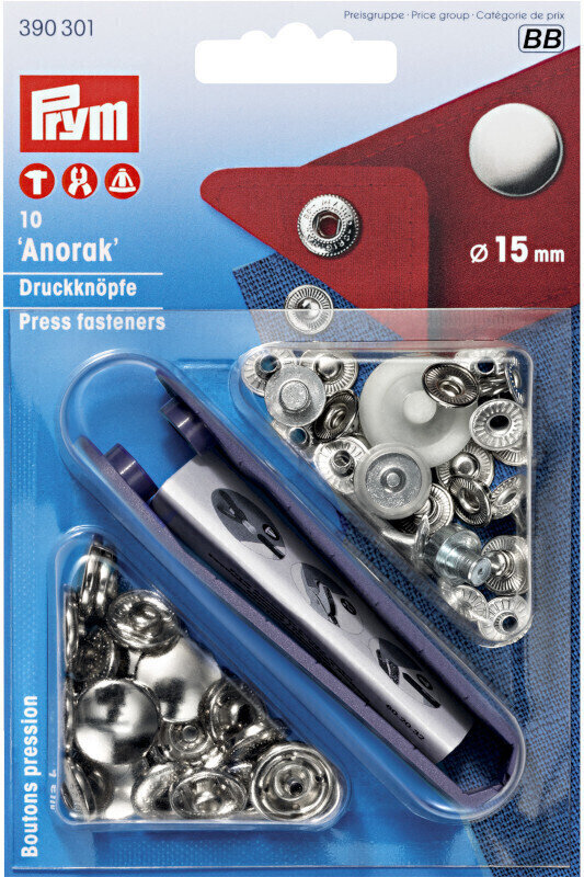 Snap gumbi PRYM Anorak Snap gumbi Silver 15 mm