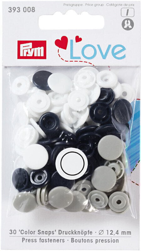 Fermetures à pression PRYM Color Snaps Fermetures à pression Navy Blue/Grey/White 12,4 mm