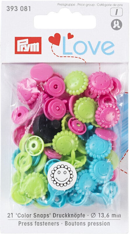 Fermetures à pression PRYM Color Snaps Fermetures à pression Turquoise/Green/Pink 13,6 mm