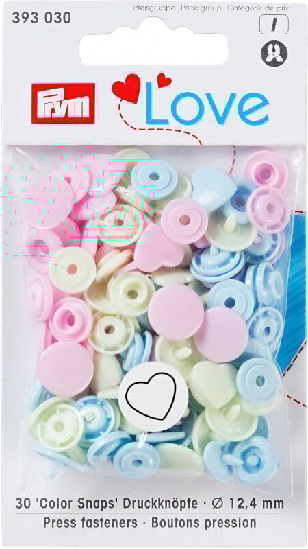 Botões de pressão PRYM Color Snaps Botões de pressão Rose/Green/Light Blue 12,4 mm