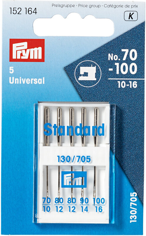 Ompelukoneiden neulat PRYM 130/705 No. 70-100 Single Sewing Needle