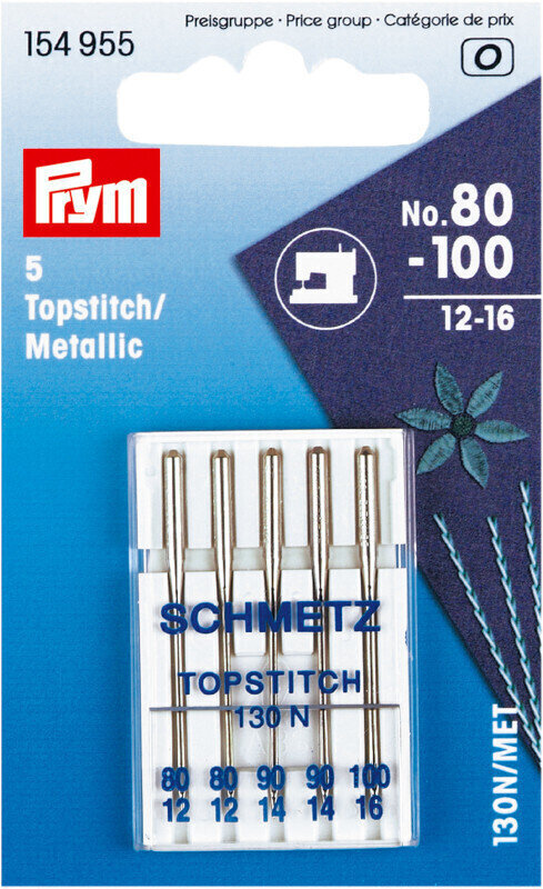Needles for Sewing Machines PRYM 130N No. 80-100 Single Sewing Needle