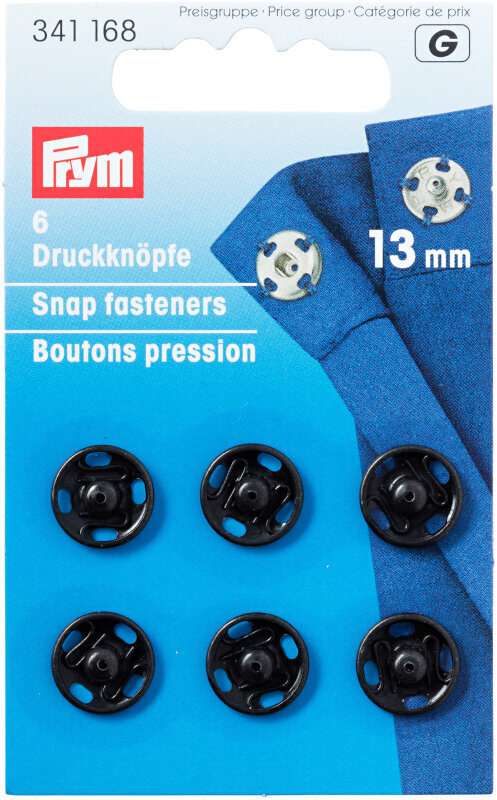 Snap-fastgørelseselementer PRYM Snap-fastgørelseselementer 13 mm Black