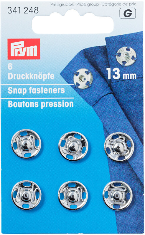 Snap Fasteners PRYM 341248 Snap Fasteners 13 mm Silver