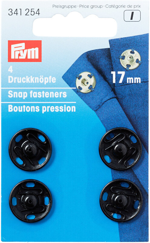 Snap Fasteners PRYM 341254 Snap Fasteners 17 mm Black