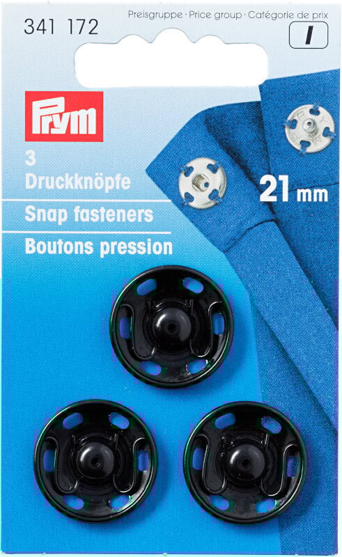 Snap Fasteners PRYM 341172 Snap Fasteners 21 mm Black