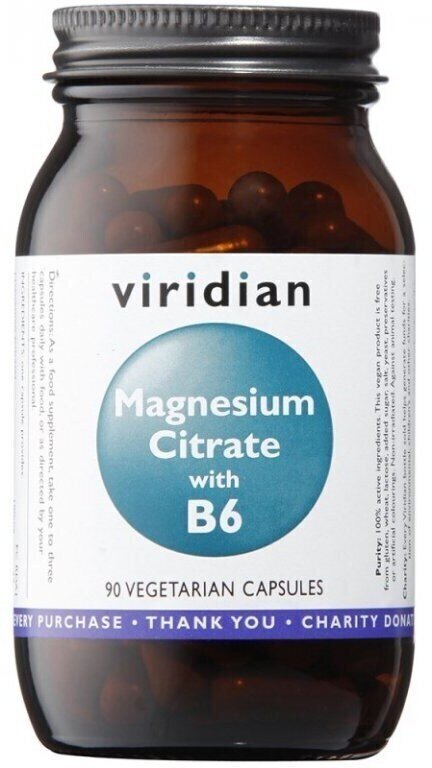 Vápnik, Magnézium, Zinok Viridian Magnesium Citrate Vitamin B6 90 Capsules Vápnik, Magnézium, Zinok