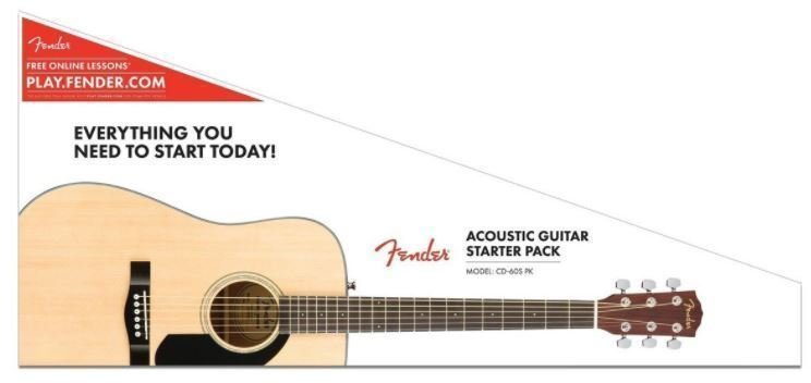 Acoustic Guitar SET Fender CD-60S Dreadnought Pack, Natural