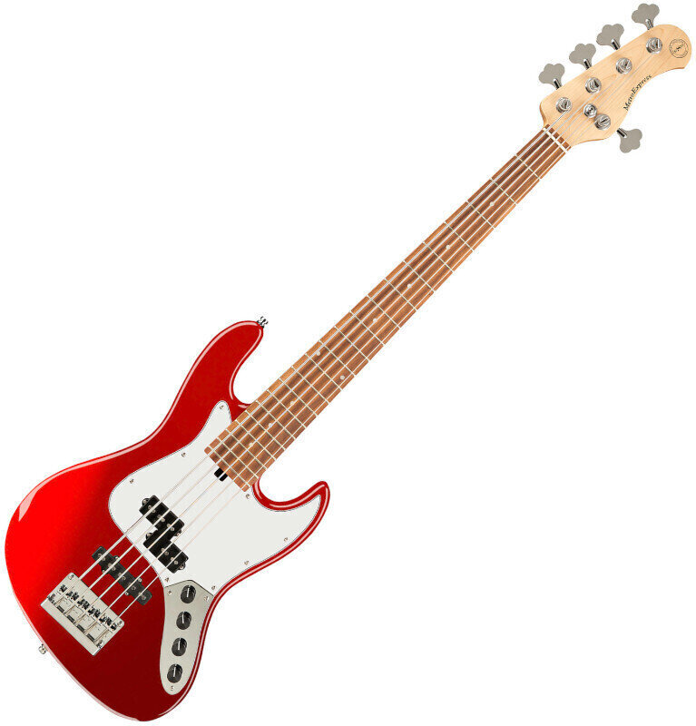 5-saitiger E-Bass, 5-Saiter E-Bass Sadowsky MetroExpress P/J MO 5 Solid Candy Apple Red