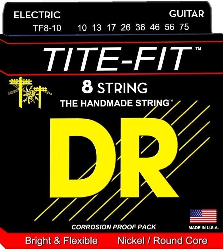 Cordas para guitarra elétrica Mi DR Strings Tite-Fit TF8-10