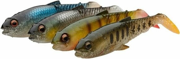 Isca de borracha Savage Gear Craft Cannibal Paddletail Clear Water Mix Roach-Green Silver-Perch-Olive Silver Smolt 6,5 cm 4 g - 1