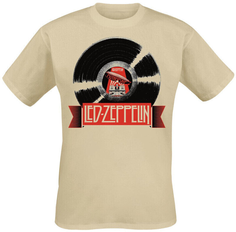 Camiseta de manga corta Led Zeppelin Camiseta de manga corta Mothership Record Ecru Unisex Beige 2XL