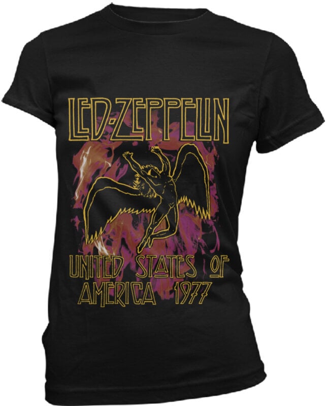 Skjorte Led Zeppelin Skjorte Black Flames Hunkøn Black XL