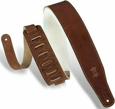 Leather guitar strap Levys Sheepskin Padding MS26SS Leather guitar strap Brown - 1