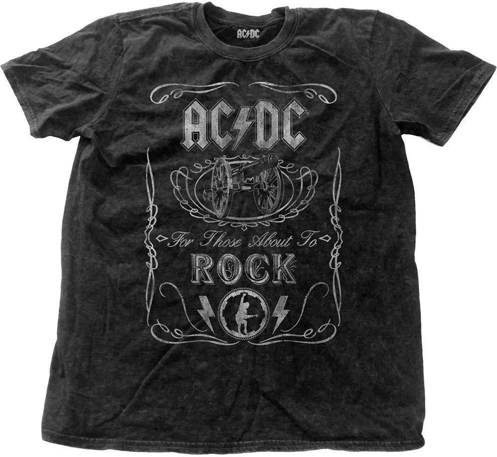 T-Shirt AC/DC Cannon Swig Vintage Mens Snow Wash Black T Shirt: L