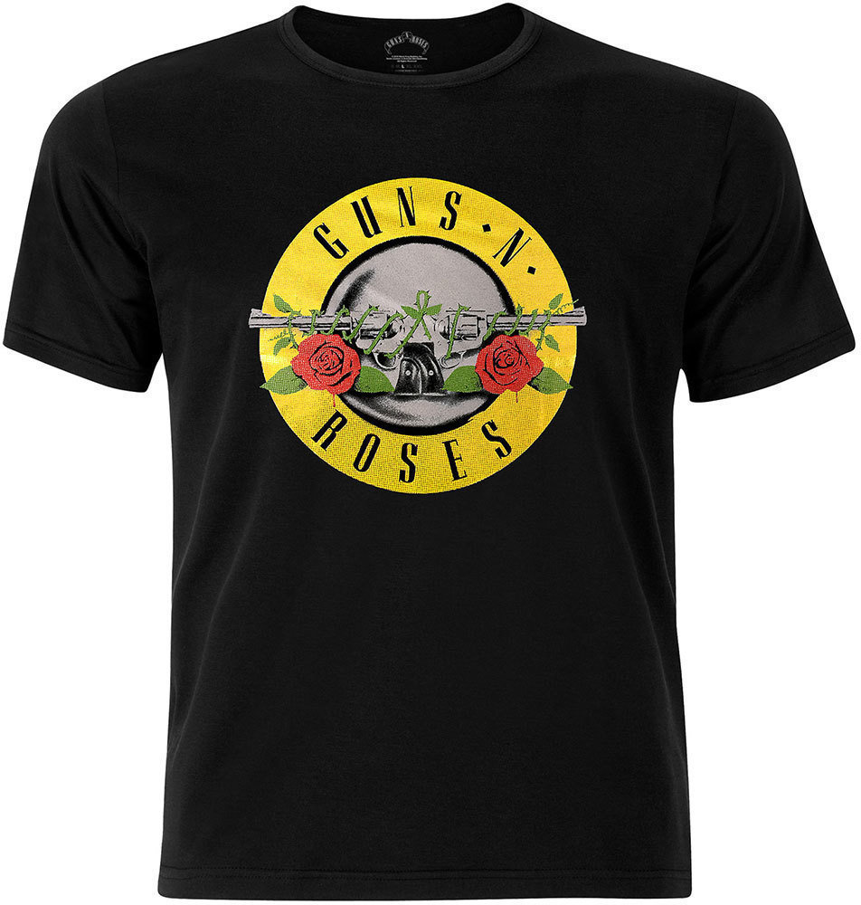 Camiseta de manga corta Guns N' Roses Circle Logo Fog Foil Mens Black T Shirt: L