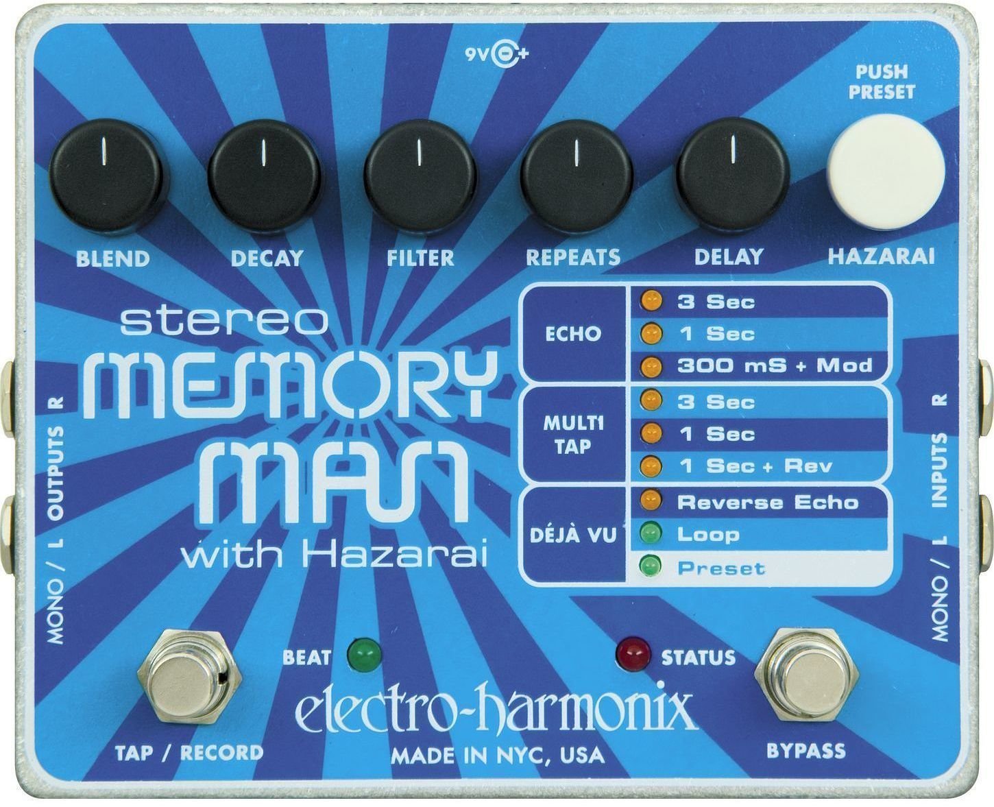 Kytarový efekt Electro Harmonix Stereo Memory Man With Hazarai
