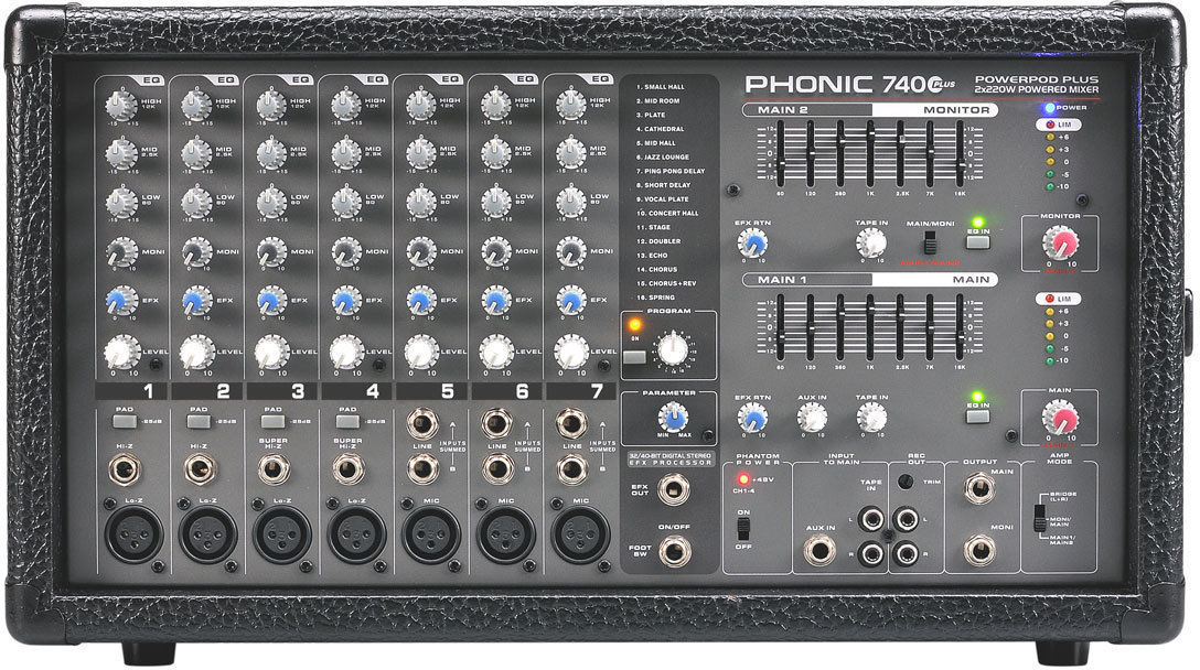 Tables de mixage amplifiée Phonic Powerpod 740 Plus Tables de mixage amplifiée