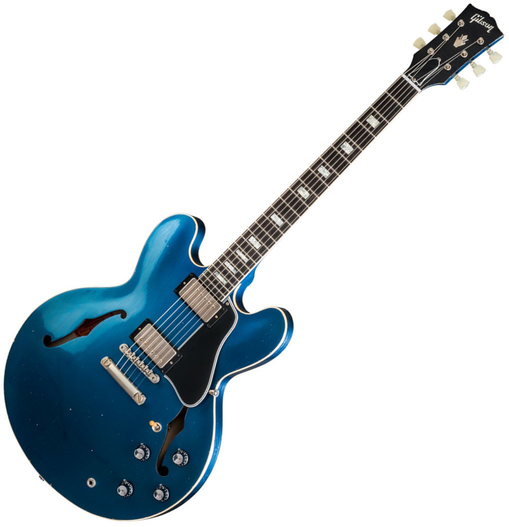 Halbresonanz-Gitarre Gibson Heavy Aged ES-335 Candy Apple Blue