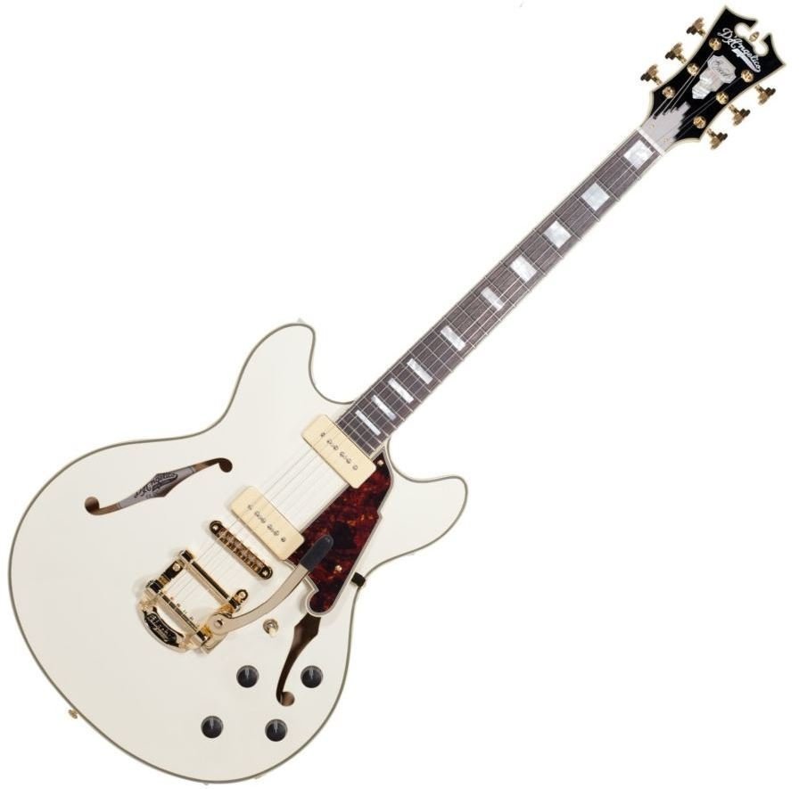 Halvakustisk gitarr D'Angelico Excel DC Shoreline (with Bigsby) Vintage White