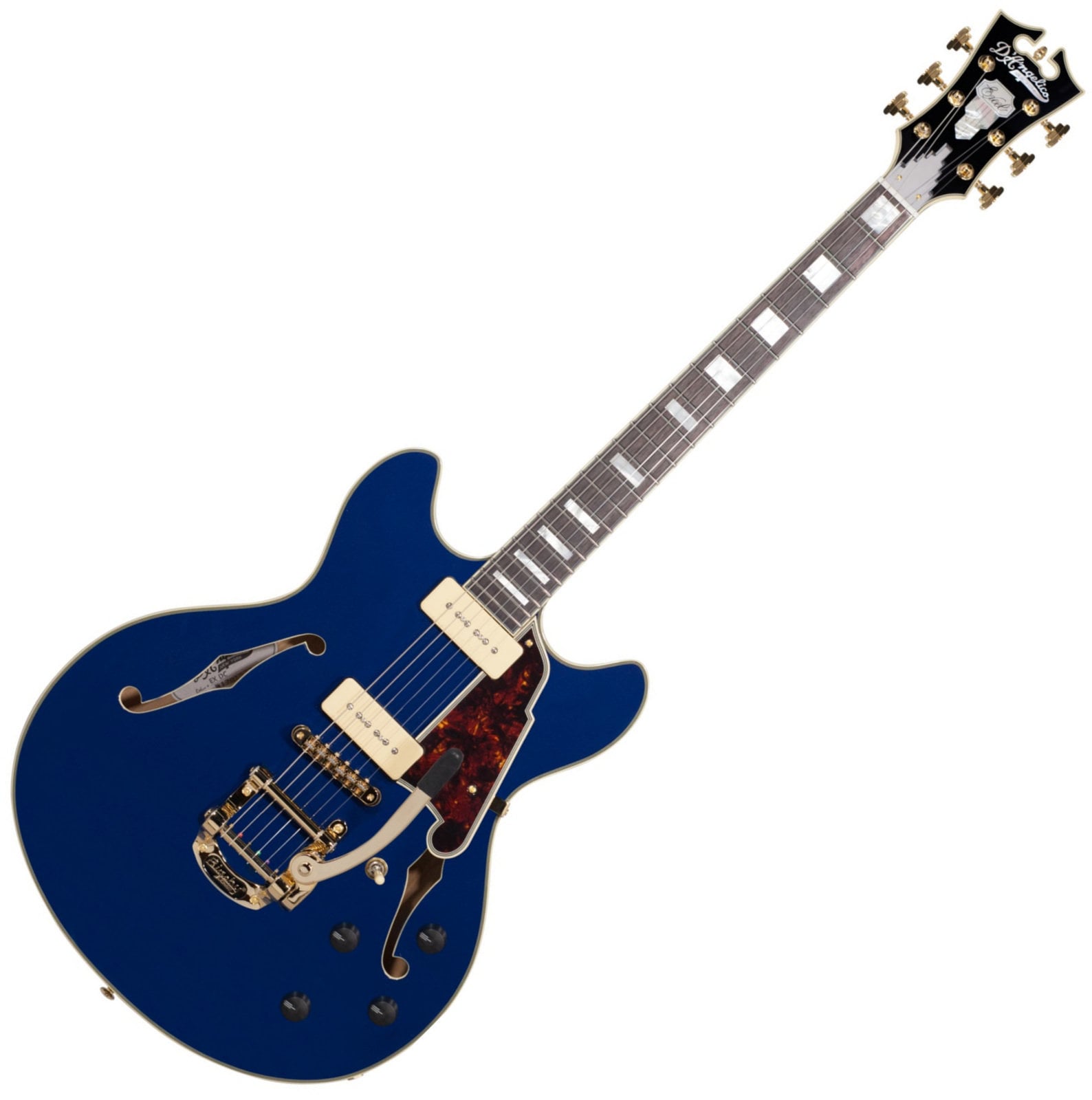 Halvakustisk gitarr D'Angelico Excel DC Shoreline (with Bigsby) Ocean Blue