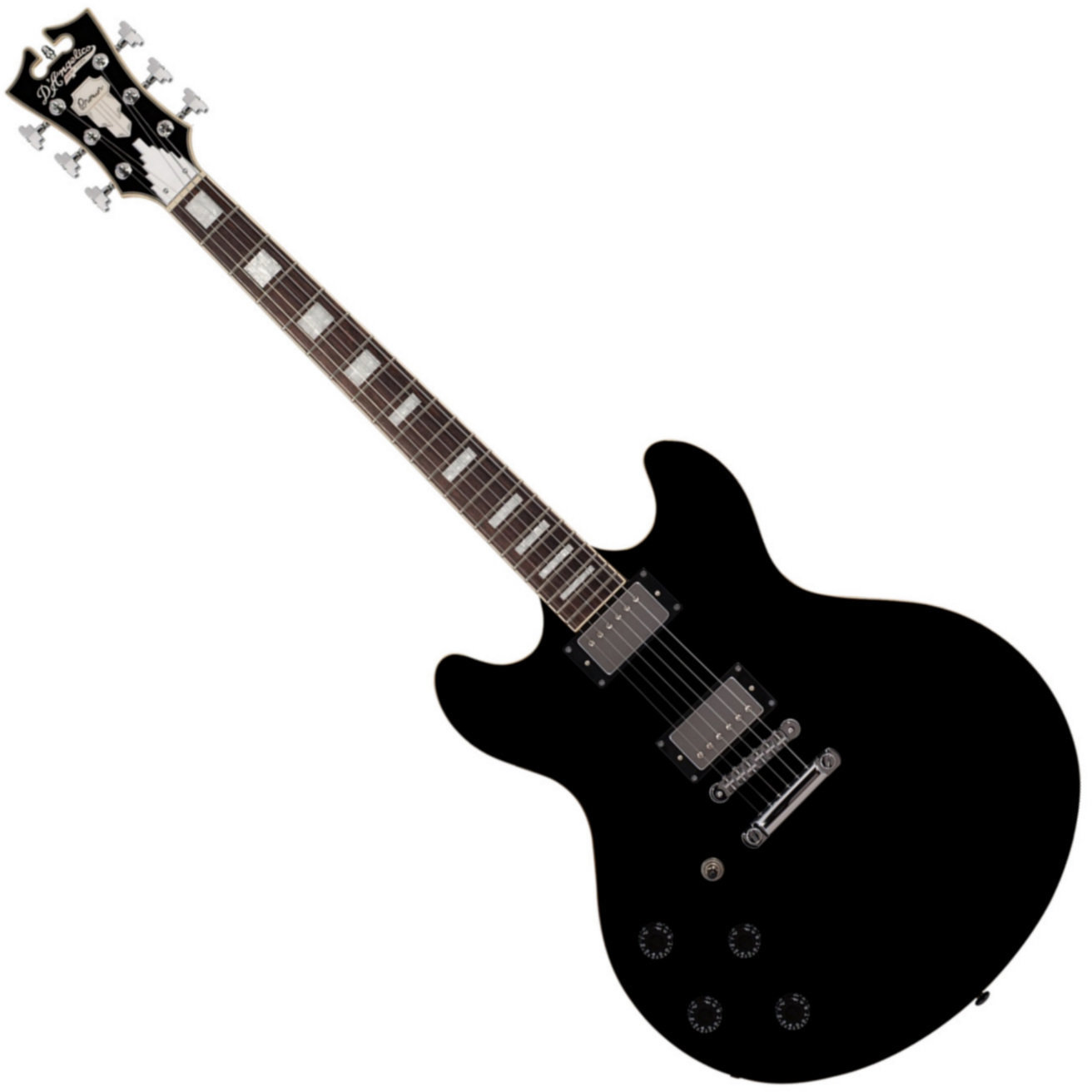 Semiakustická gitara D'Angelico Premier DC Stop-bar Čierna