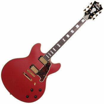 Halvakustisk guitar D'Angelico Deluxe DC Stop-bar Matte Cherry - 1