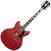 Halvakustisk guitar D'Angelico Deluxe DC Stop-bar Matte Cherry
