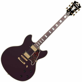 Halvakustisk gitarr D'Angelico Deluxe DC Stop-bar Matte Plum - 1