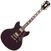 Halvakustisk gitarr D'Angelico Deluxe DC Stop-bar Matte Plum