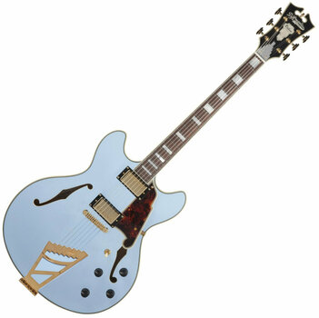 Semi-akoestische gitaar D'Angelico Deluxe DC Stairstep Matte Powder Blue - 1