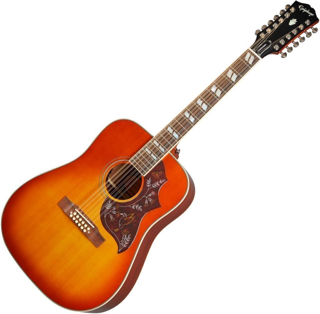 Guitares acoustique-électrique 12 cordes Epiphone Masterbilt Hummingbird 12 Aged Cherry Sunburst
