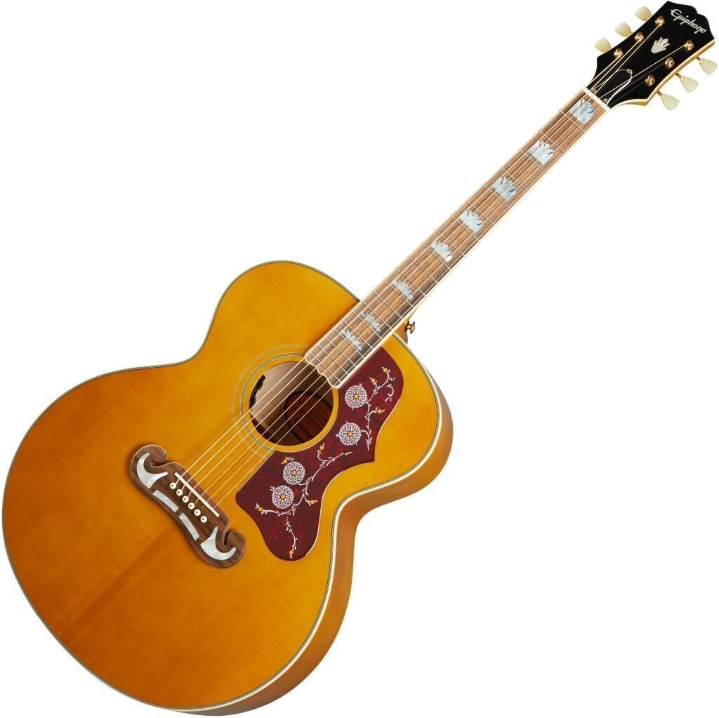 Elektroakustická kytara Jumbo Epiphone Masterbilt J-200 Aged Natural Antique