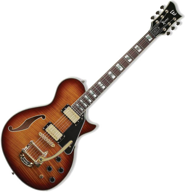 Semi-akoestische gitaar ESP LTD Xtone PC-1V Brown Sunburst