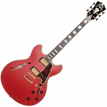 Semiakustická kytara D'Angelico Deluxe DC Stop-bar Matte Cherry - 1