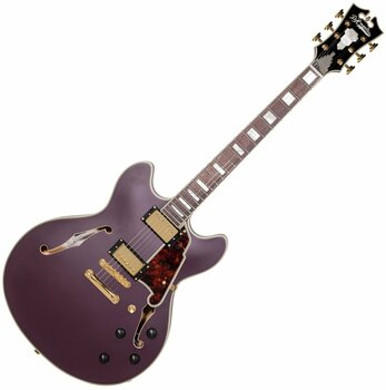 Semi-akoestische gitaar D'Angelico Deluxe DC Stop-bar Matte Plum - 1