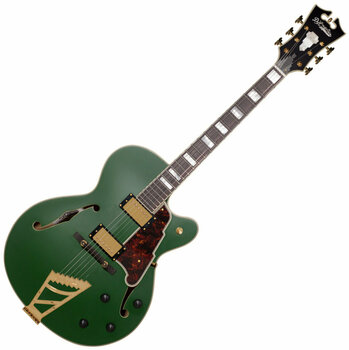 Halvakustisk gitarr D'Angelico Deluxe DH Matte Emerald - 1