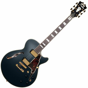 Guitare semi-acoustique D'Angelico Deluxe SS Stop-bar Matte Midnight - 1