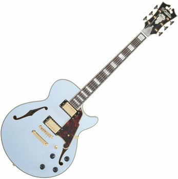 Semi-akoestische gitaar D'Angelico Deluxe SS Stop-bar Matte Powder Blue - 1