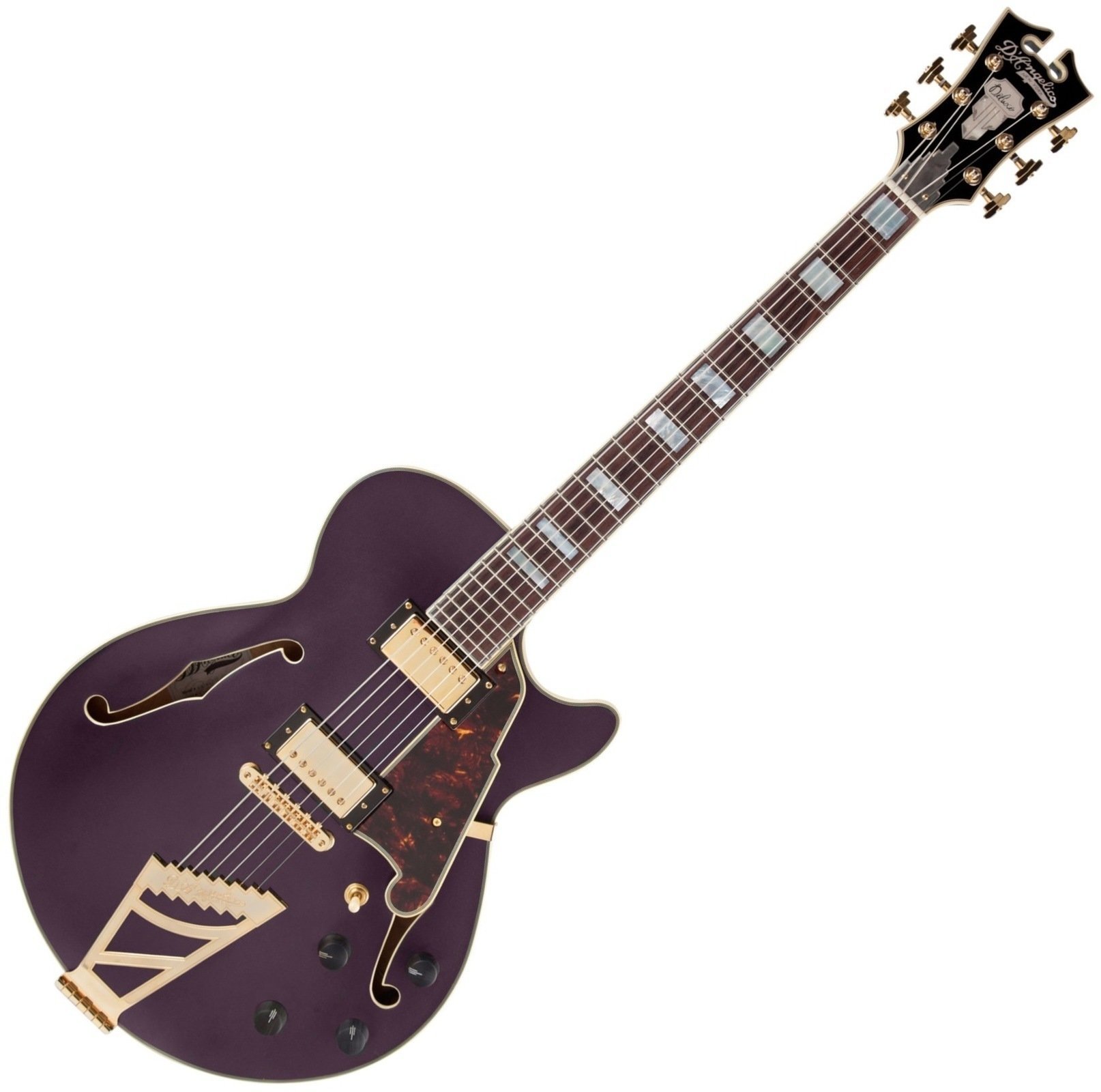 Guitare semi-acoustique D'Angelico Deluxe SS Stairstep Matte Plum