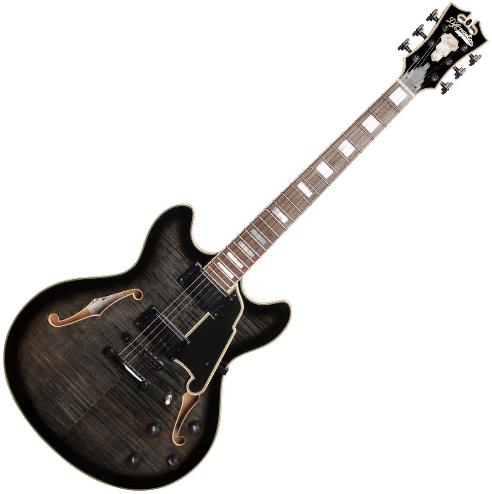 Guitare semi-acoustique D'Angelico Excel DC Stop-bar Grey Black