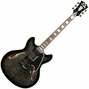 Guitare semi-acoustique D'Angelico Excel DC Stop-bar Grey Black - 1