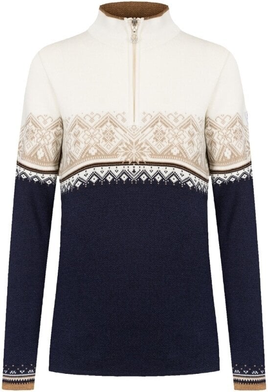 Ski-trui en T-shirt Dale of Norway Moritz Womens Sweater Navy/Bronze/Beige/Off White L Trui