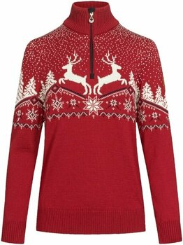 T-shirt/casaco com capuz para esqui Dale of Norway Dale Christmas Womens Red Rose/Off White/Navy XS Ponte - 1