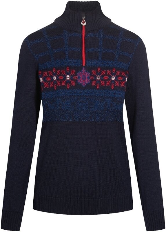 T-shirt de ski / Capuche Dale of Norway Oberstdorf Navy/Atlantic Mel/Red/Off White XS Pull-over