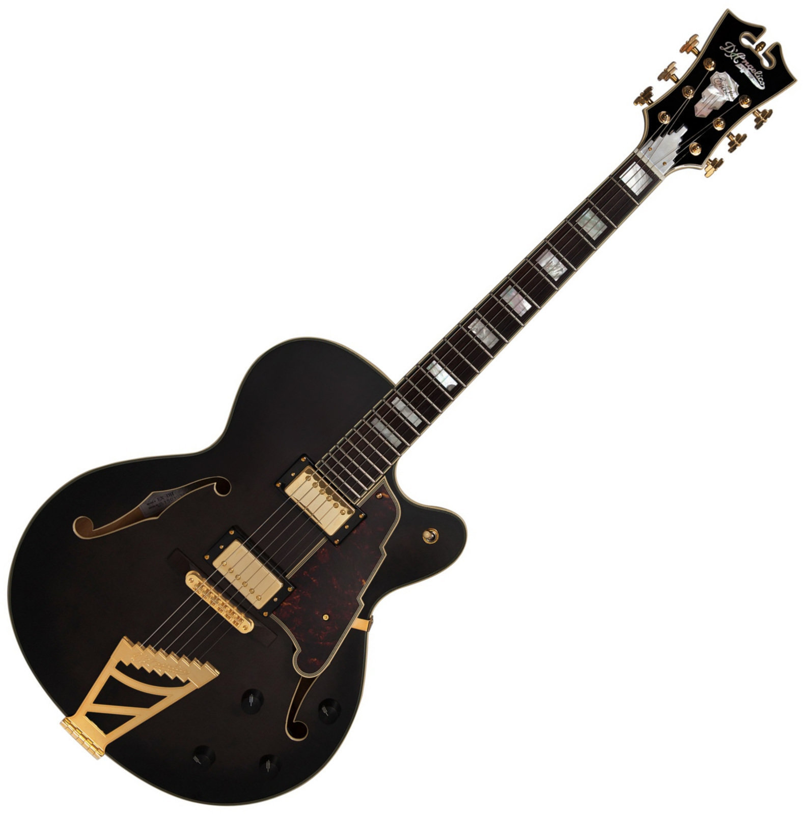 Halbresonanz-Gitarre D'Angelico Excel DH Grey Gold Hardware Black