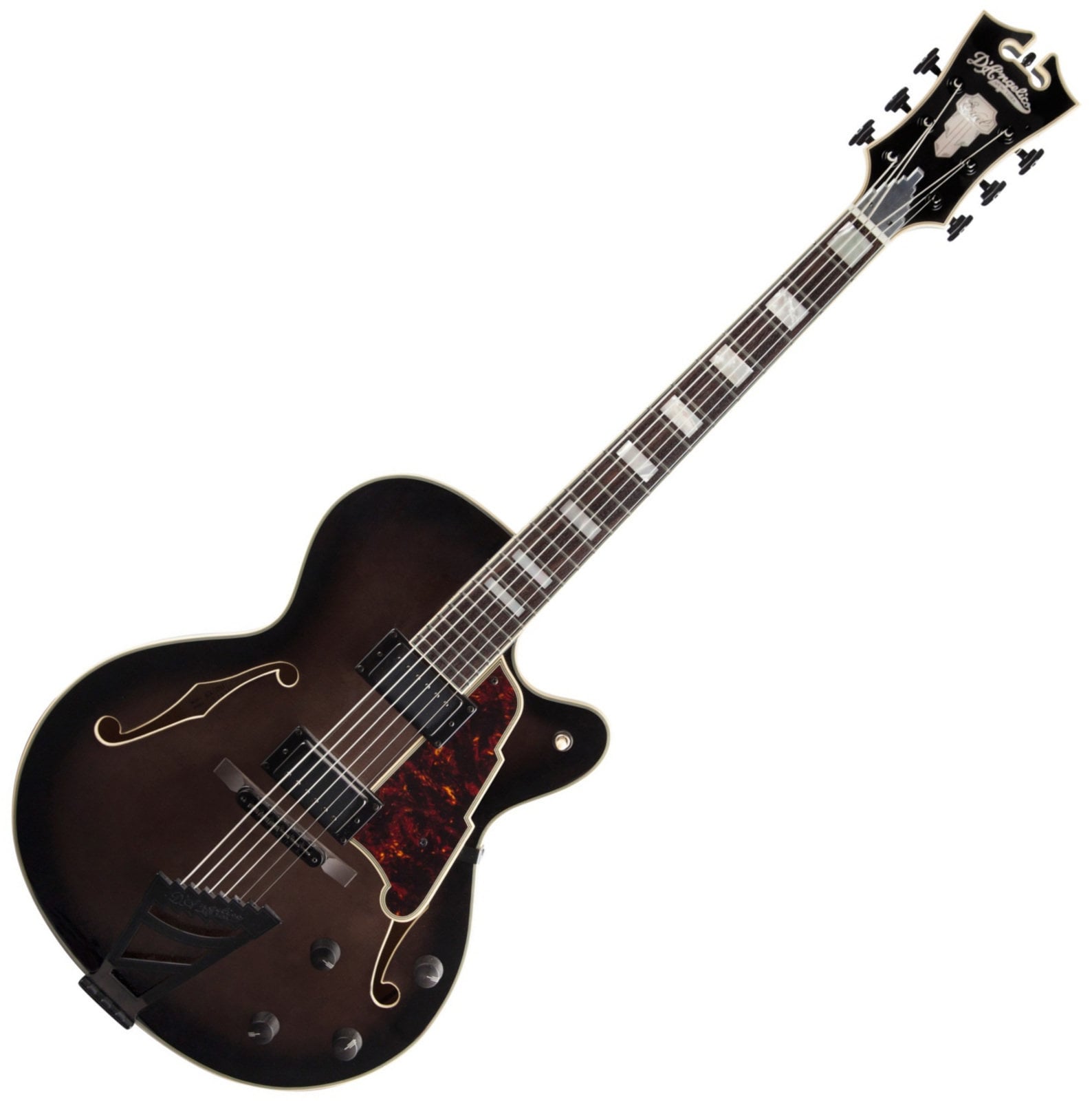Halbresonanz-Gitarre D'Angelico Excel DH Grey Black Hardware Black